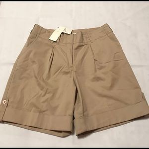 j jill sz8 brown pleated shorts cuffed leg new